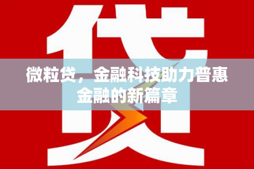 泰顺微粒贷，金融科技助力普惠金融的新篇章