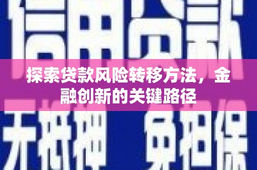 泰顺探索贷款风险转移方法，金融创新的关键路径