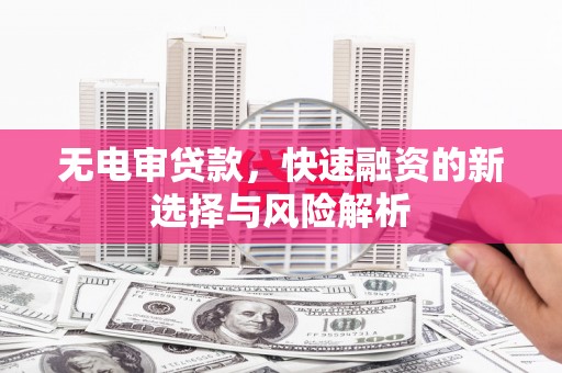泰顺无电审贷款，快速融资的新选择与风险解析