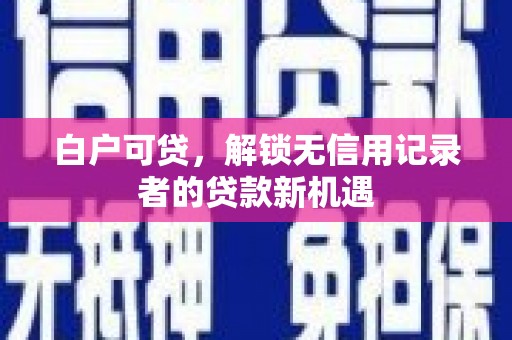 泰顺白户可贷，解锁无信用记录者的贷款新机遇